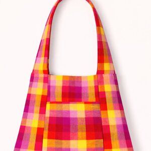 Barefoot Sri Lanka Handwoven Cotton Plaid Shoulder Bag